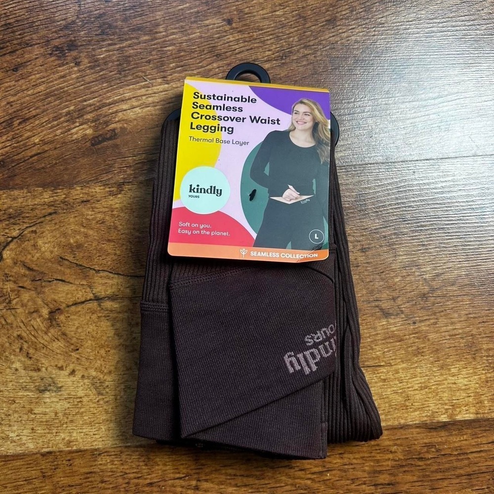 NWT Kindly Yours brown leggings Size L Minimalist Cozy soft girl